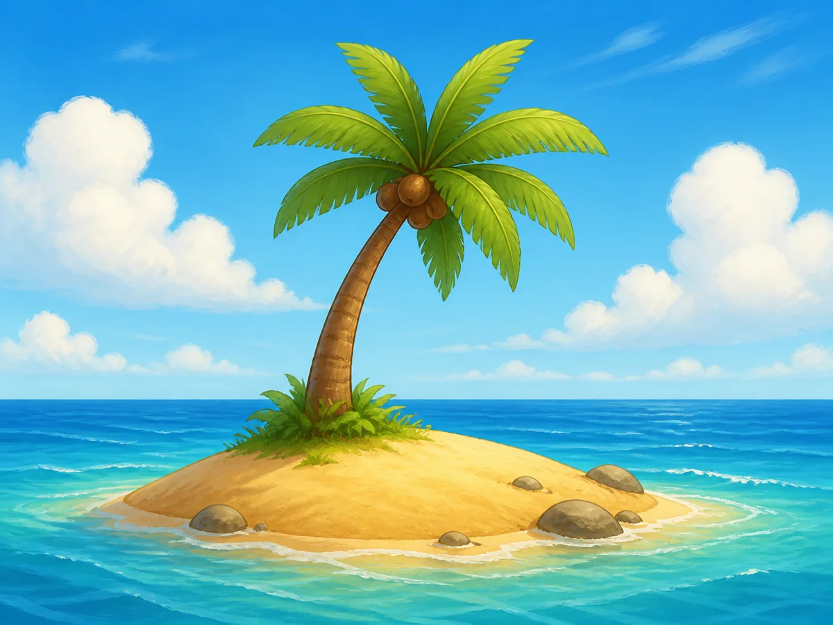 Isla con una palmera
