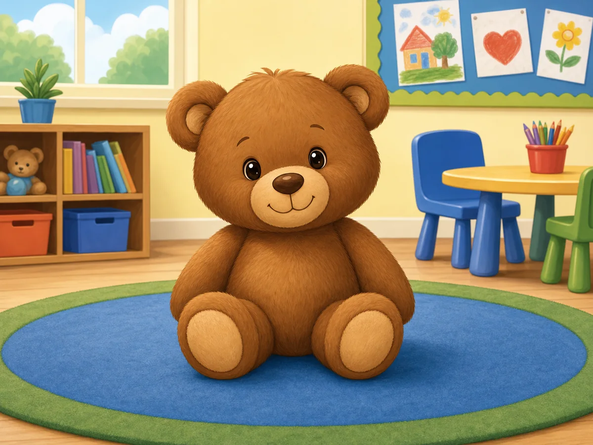 Oso de peluche en el aula