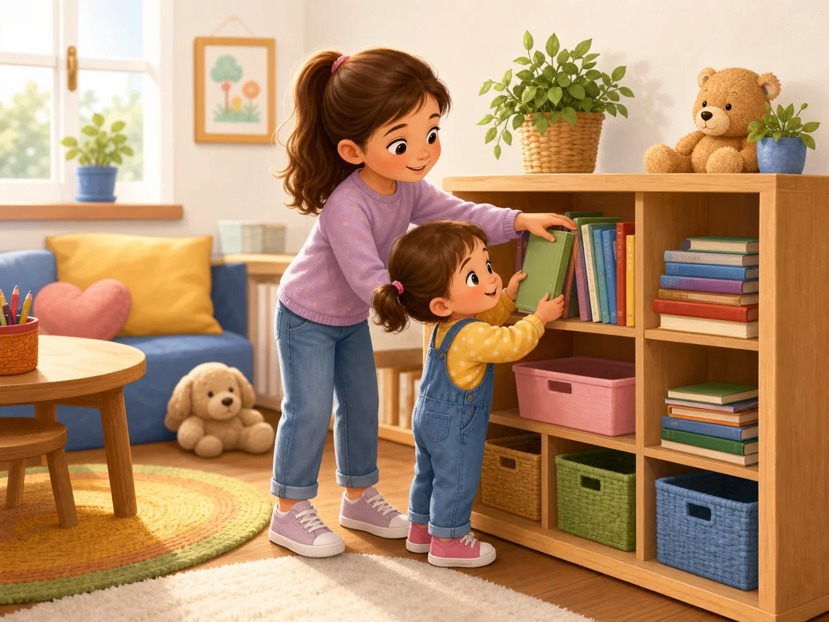 Sister helping a child