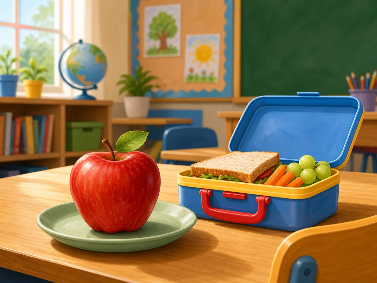 Red apple on a plate