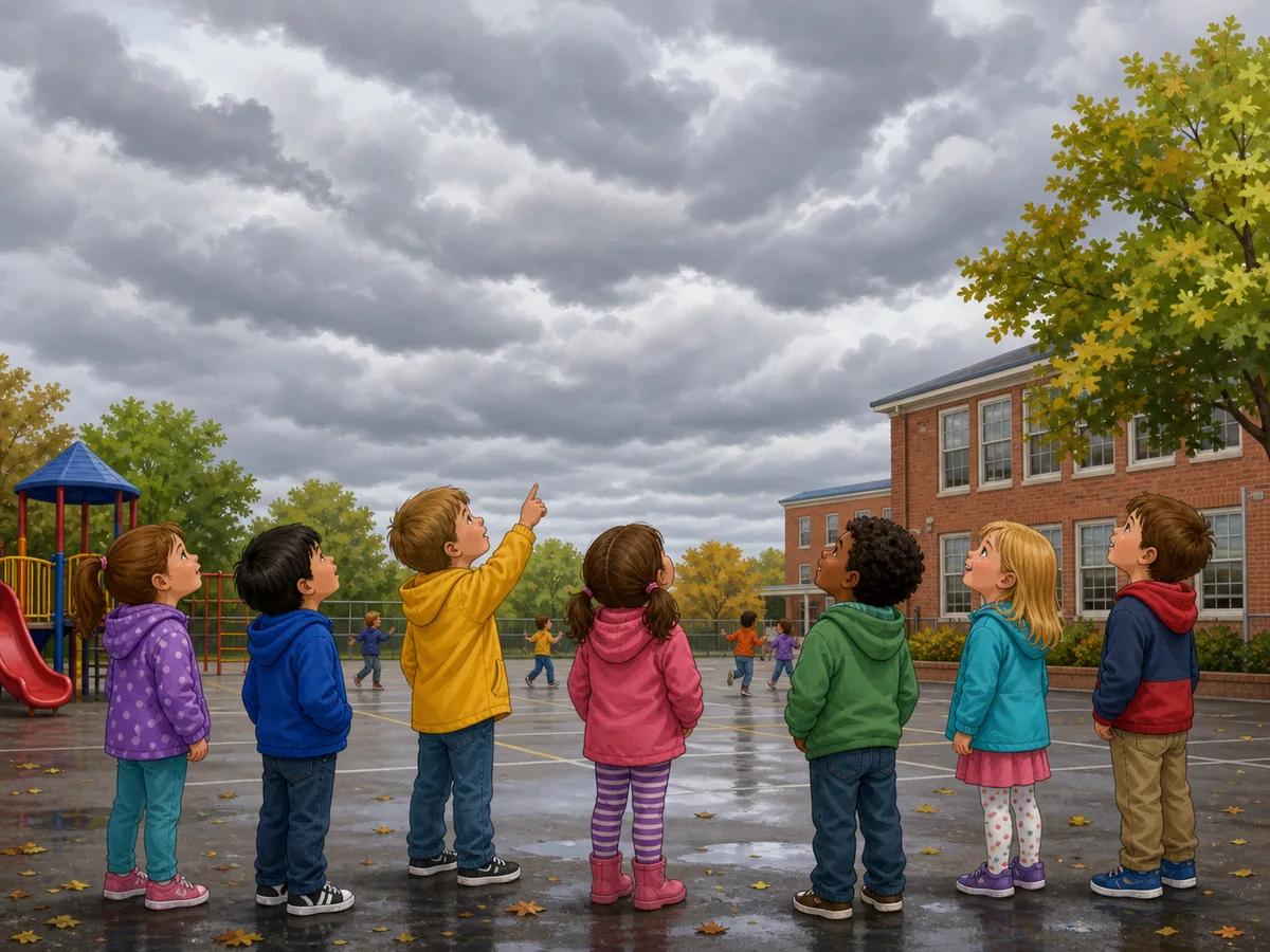 Cloudy sky over a playground