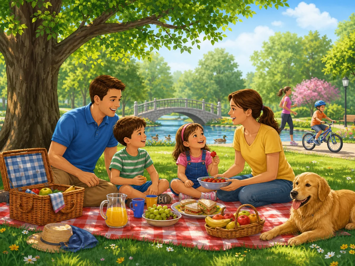 Child enjoying a weekend park picnic