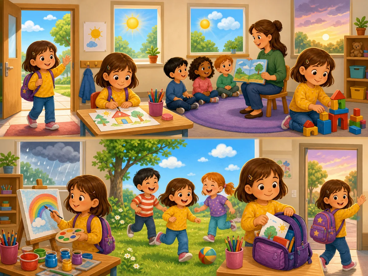 Child following a weekly school routine