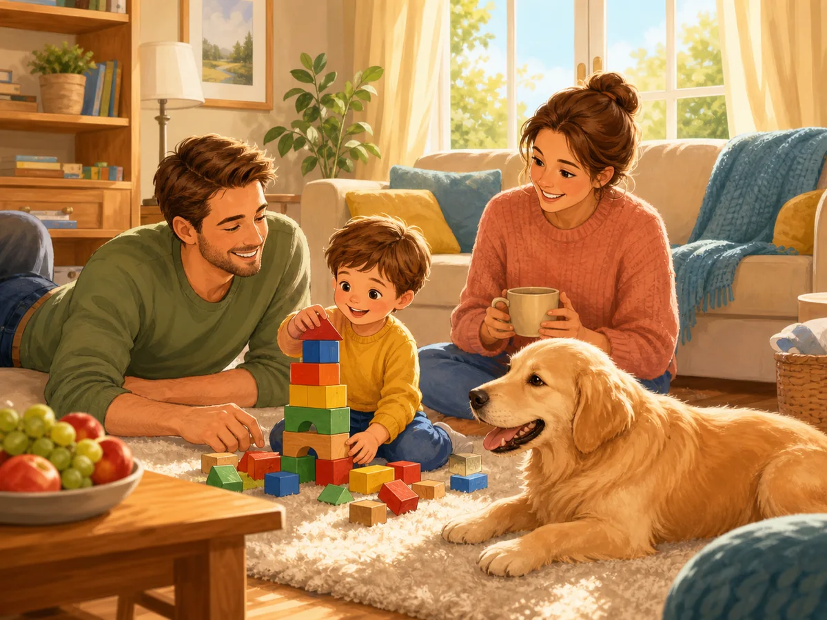 Family relaxing together at the weekend
