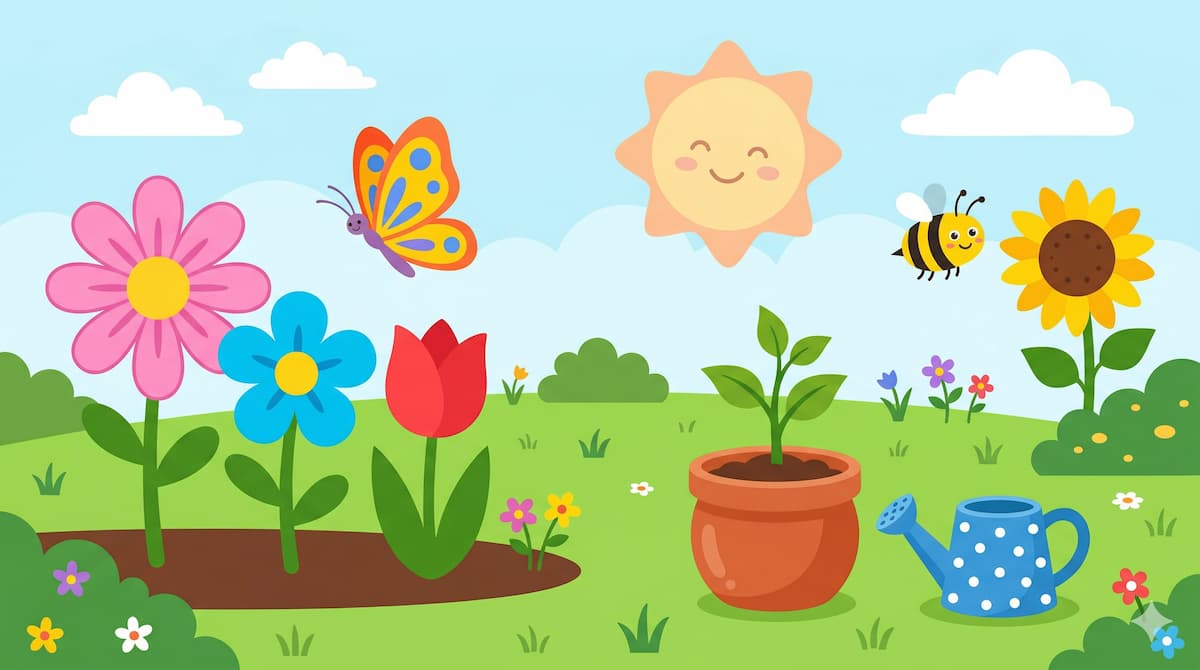 Jardín con plantas y flores