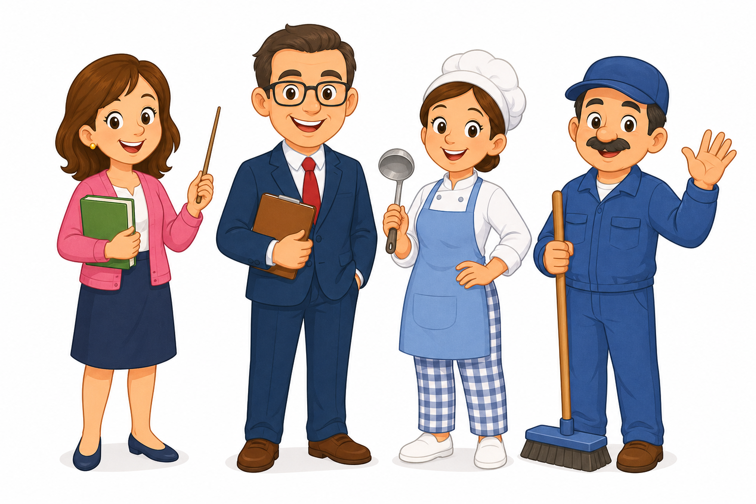 Personas que trabajan en el colegio