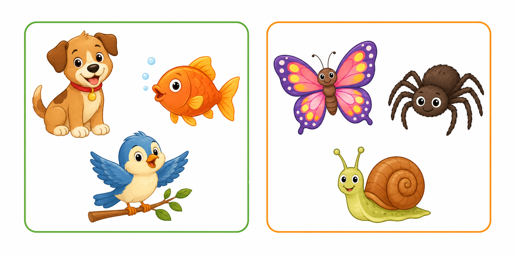 Animales vertebrados e invertebrados