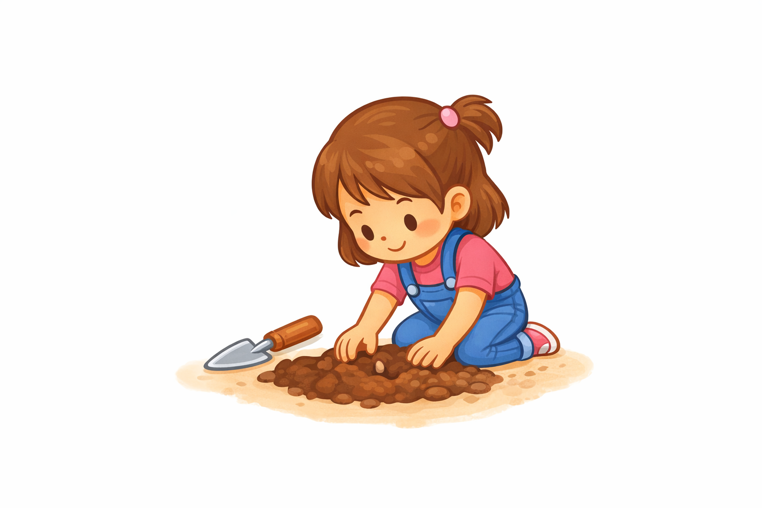 La niña planta una semilla