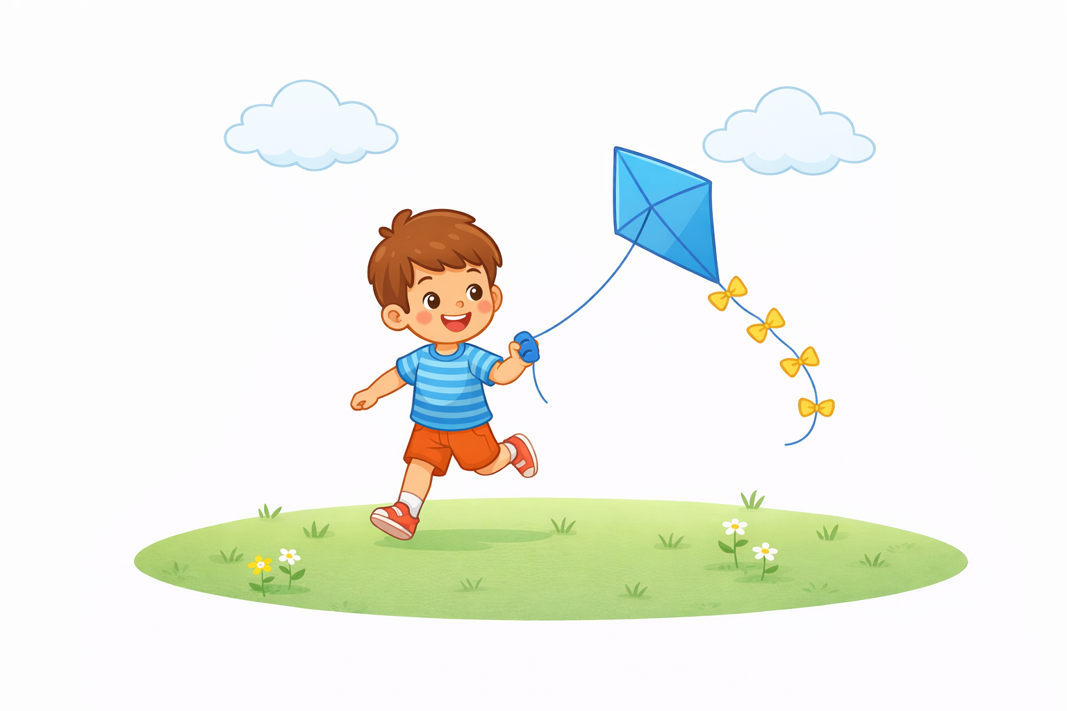 Tomás jugando con una cometa