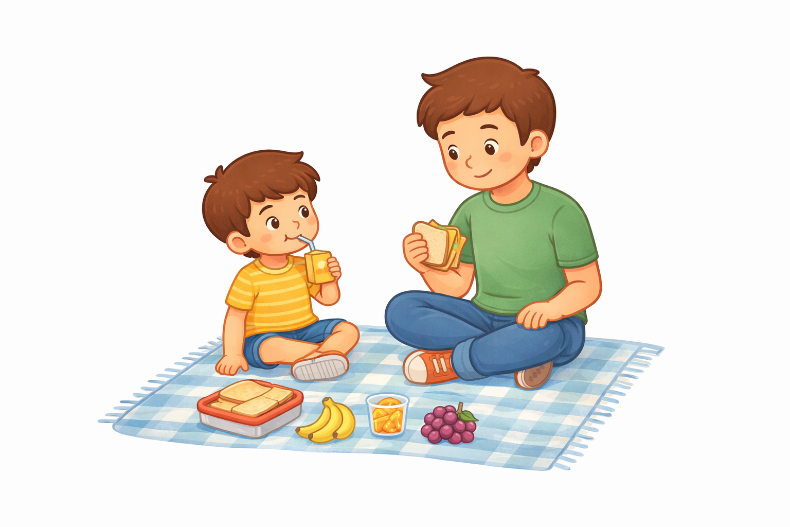 Tomás merendando con su padre