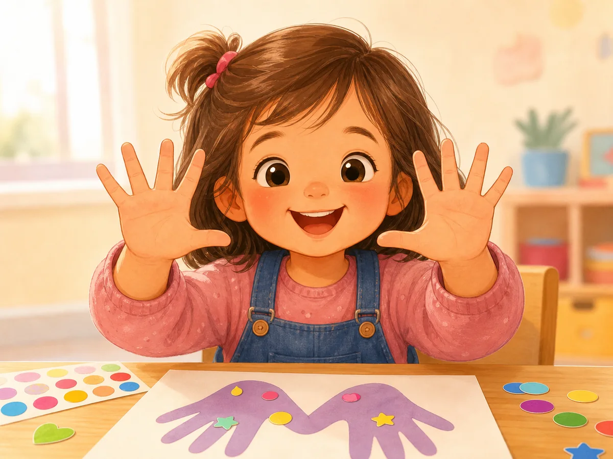 Ni&ntilde;a mostrando sus dos manos abiertas