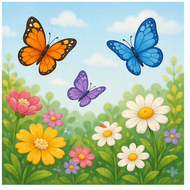 Mariposas sobre flores de primavera