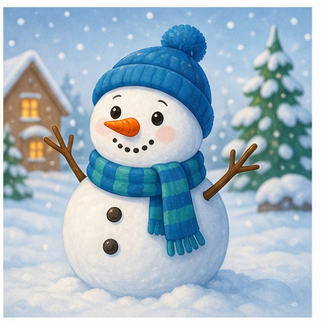 Muñeco de nieve con gorro y bufanda