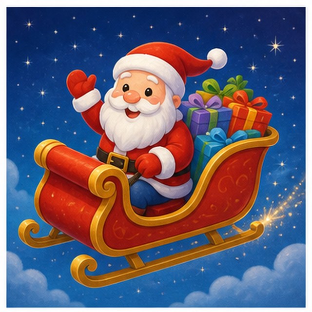 Trineo de Papá Noel con regalos