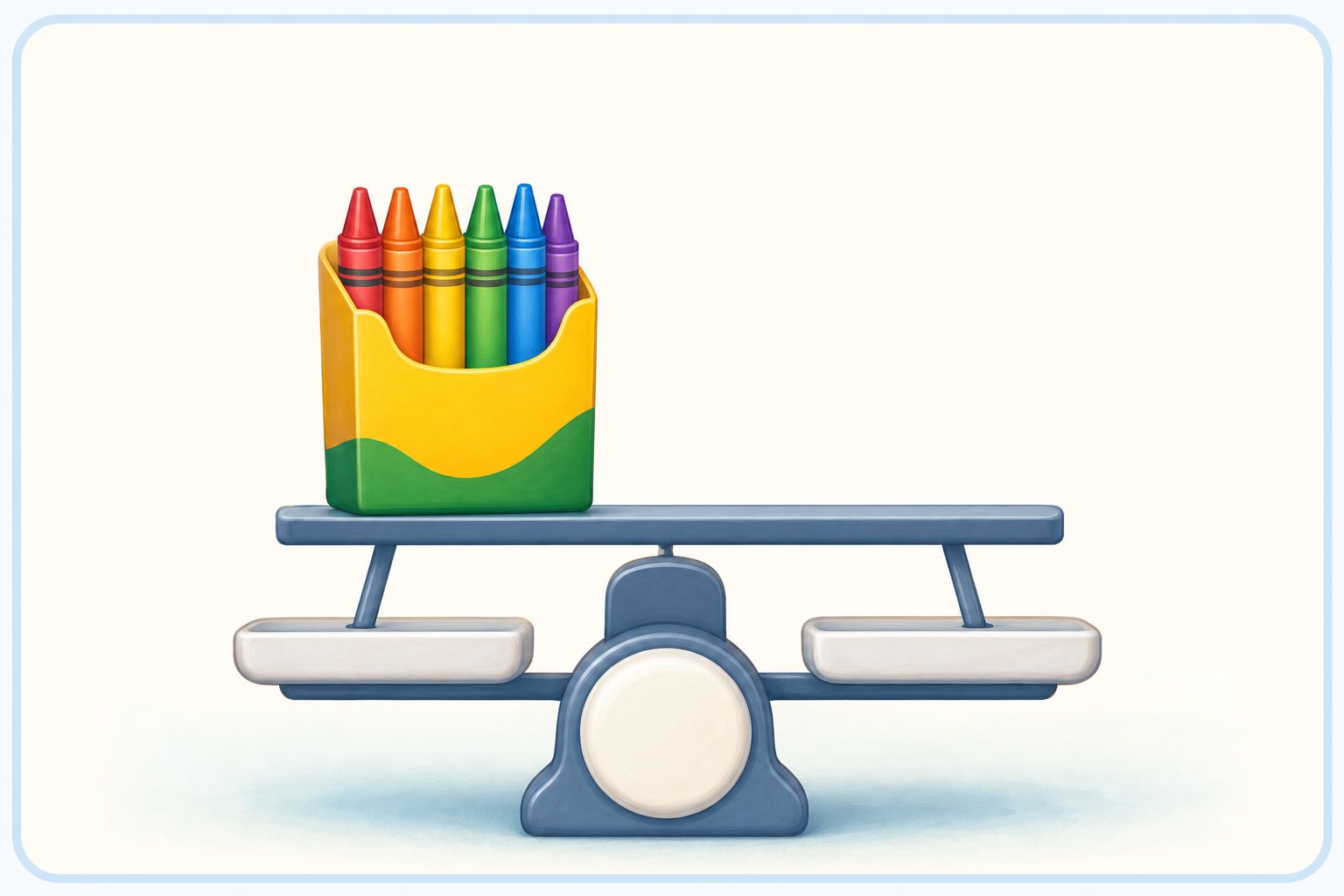 Caja de colores sobre una balanza