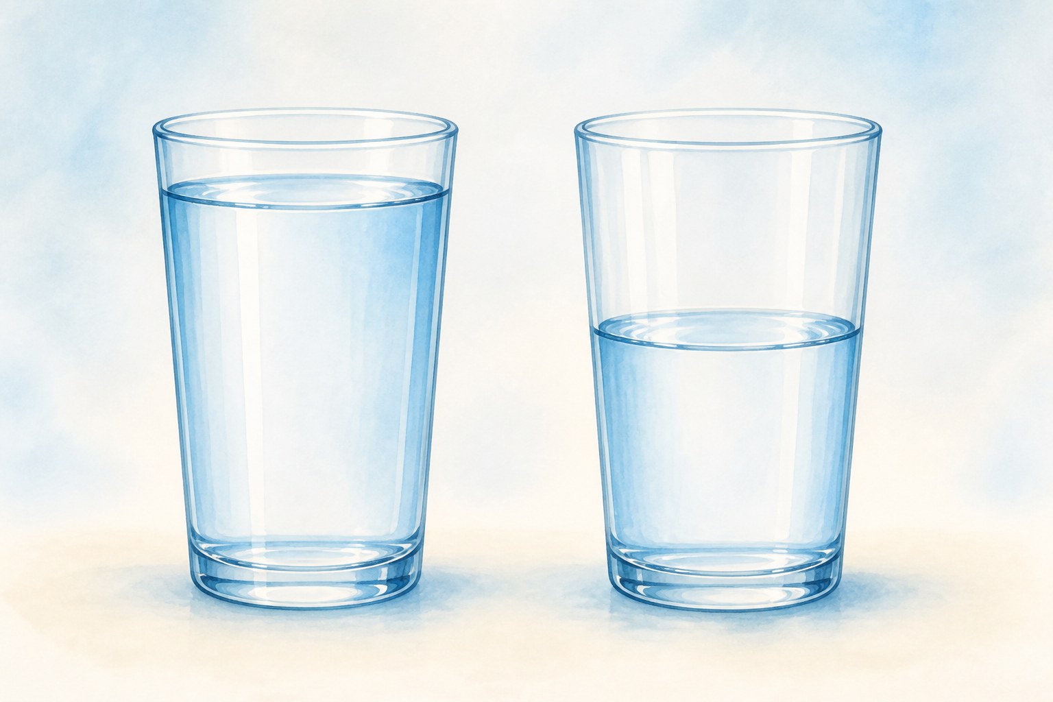 Dos vasos con distinta cantidad de agua