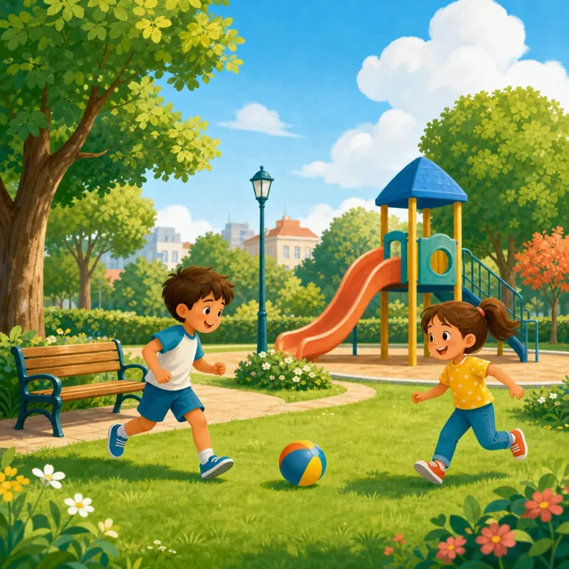 Town park with playground