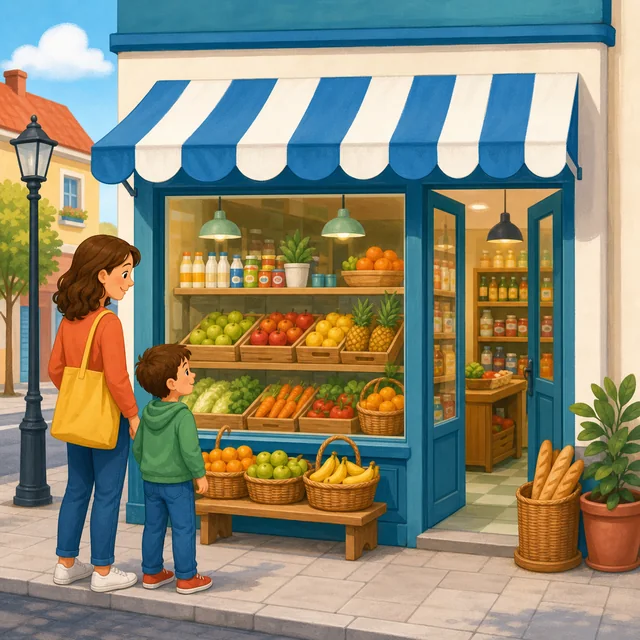 Small town shop with groceries