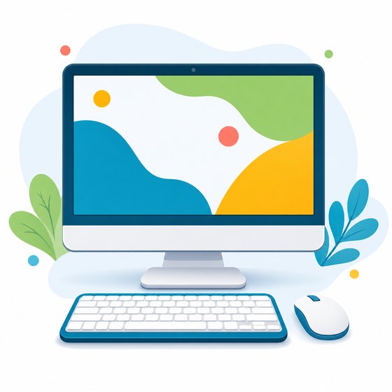 Ilustración de un ordenador con pantalla, teclado y ratón