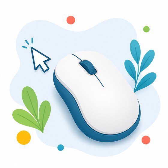 Ilustración de un ratón de ordenador con cursor