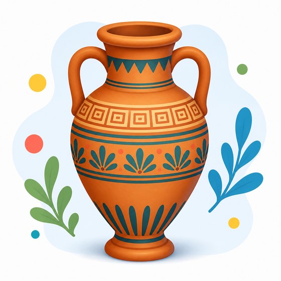Ilustración de un ánfora de cerámica antigua