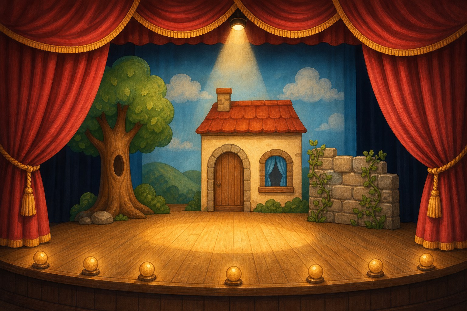 Escenario preparado para una obra de teatro