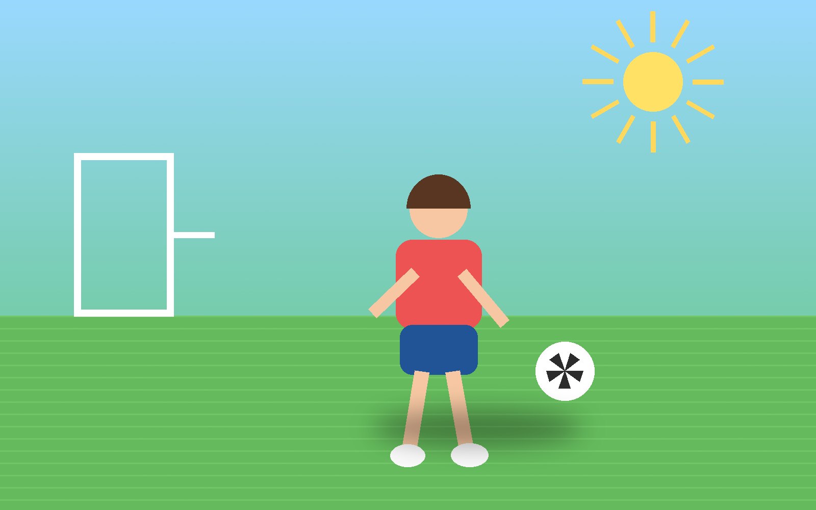 Child playing football on a field