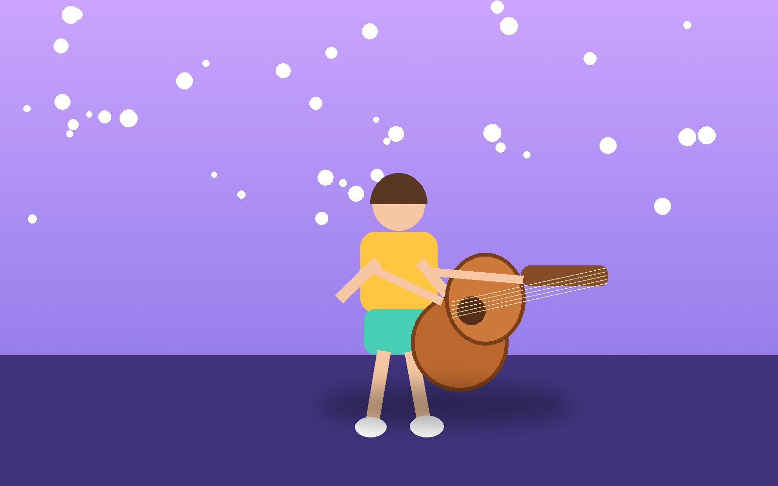 Child playing guitar on a stage