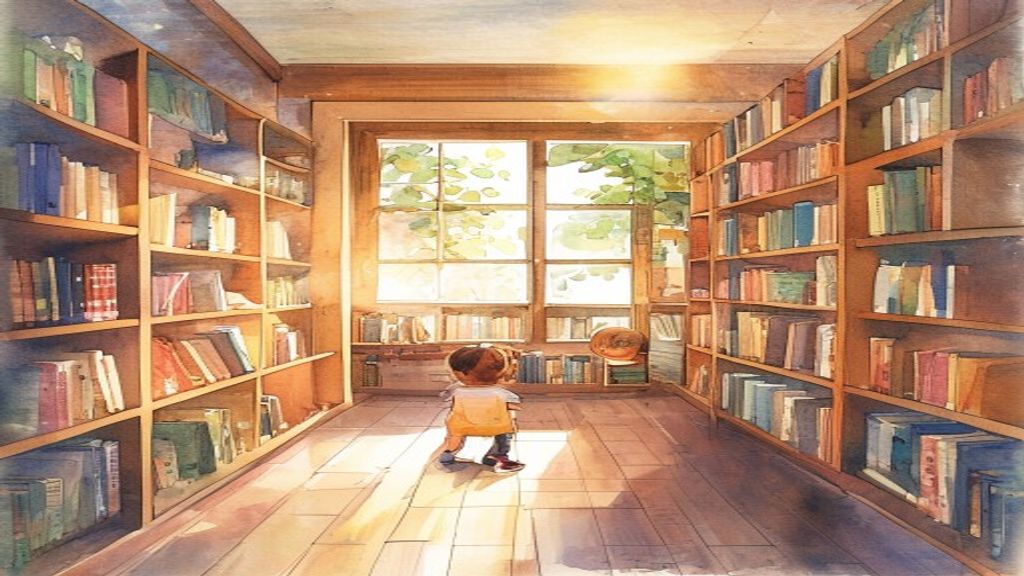 Child in a library asking for silence