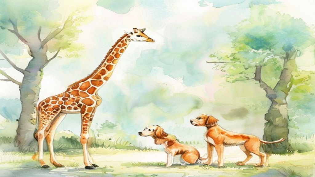 A giraffe and a dog