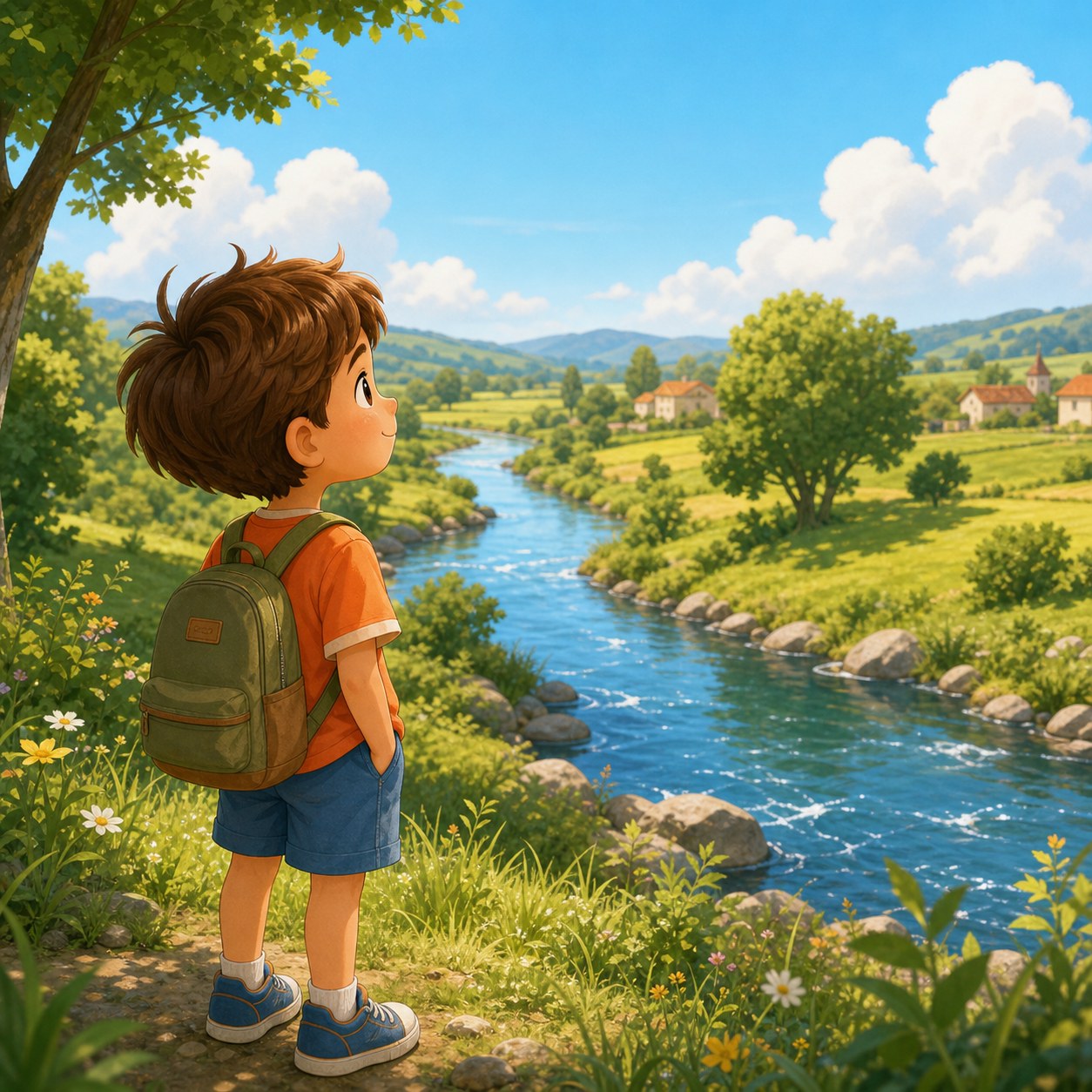 Paisaje de interior con rio