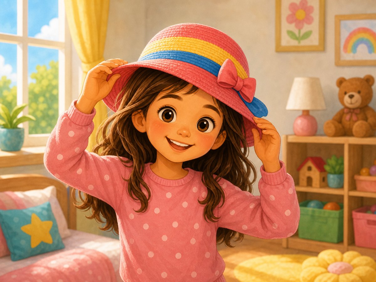 A child wearing a colorful hat