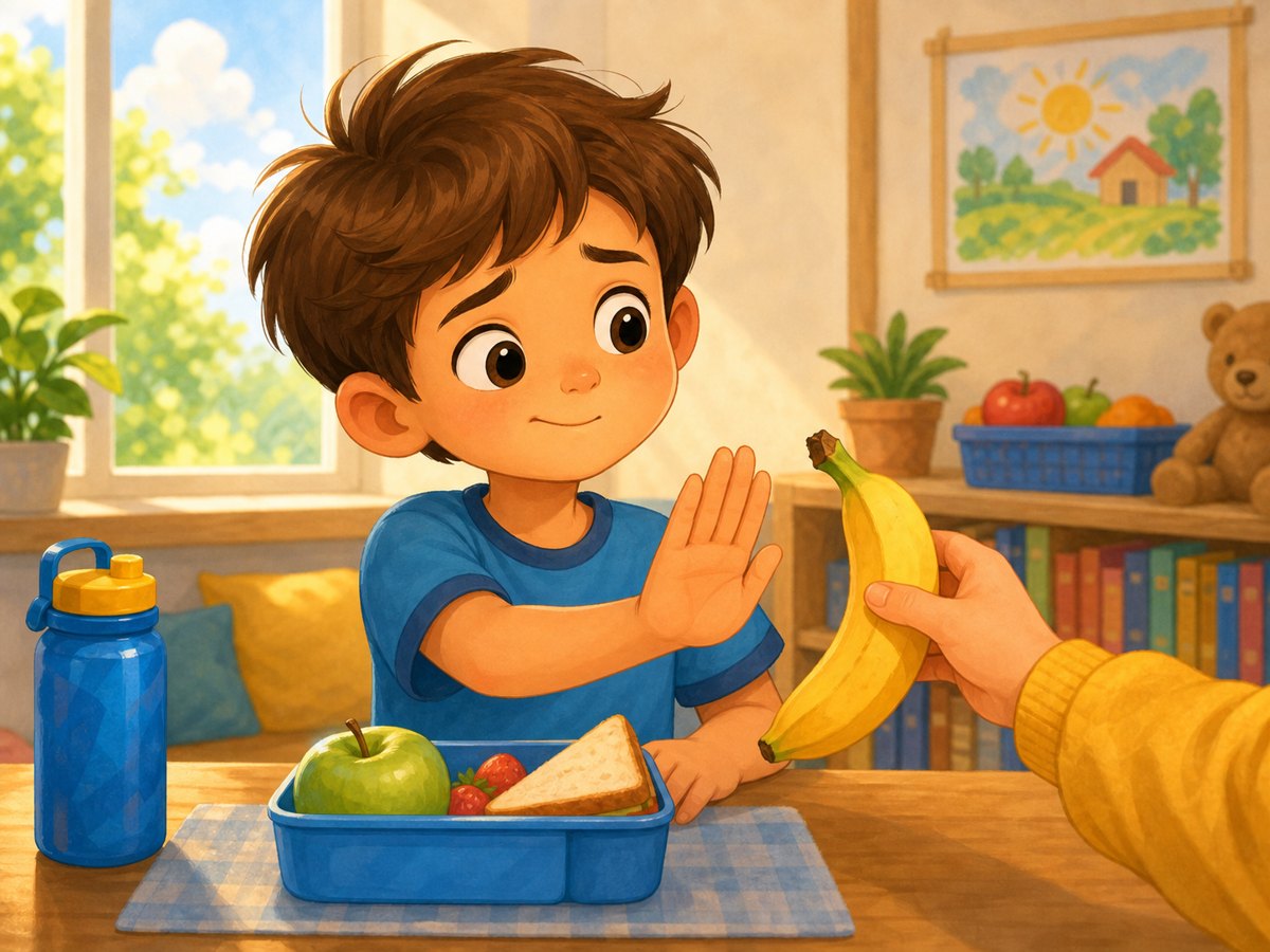 A child refusing a banana
