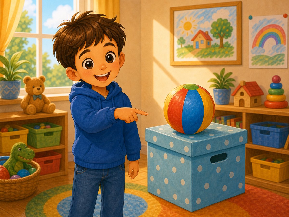 A ball on top of a box