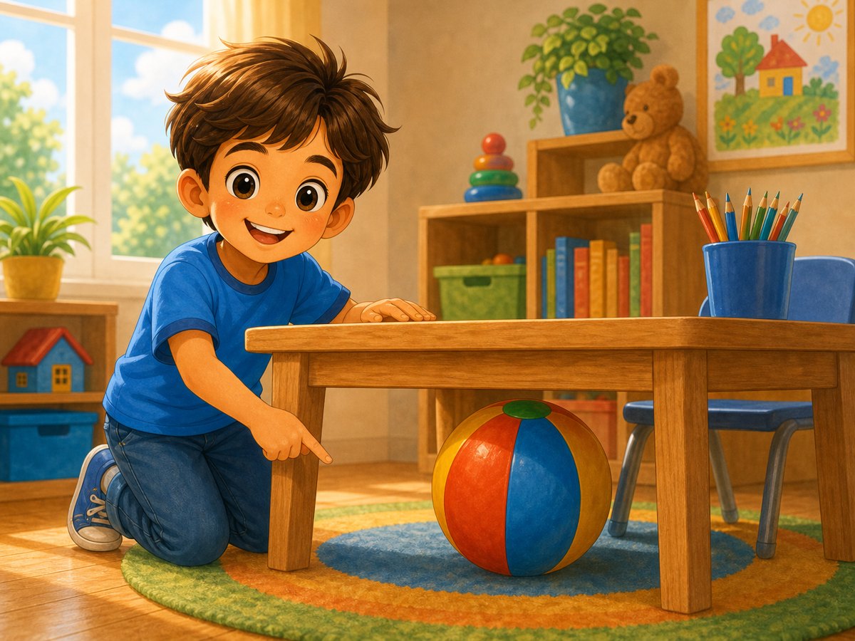 A ball under a table