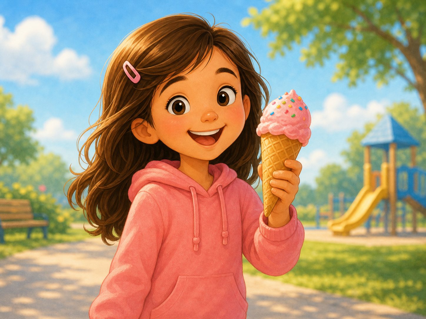 A girl with an ice cream