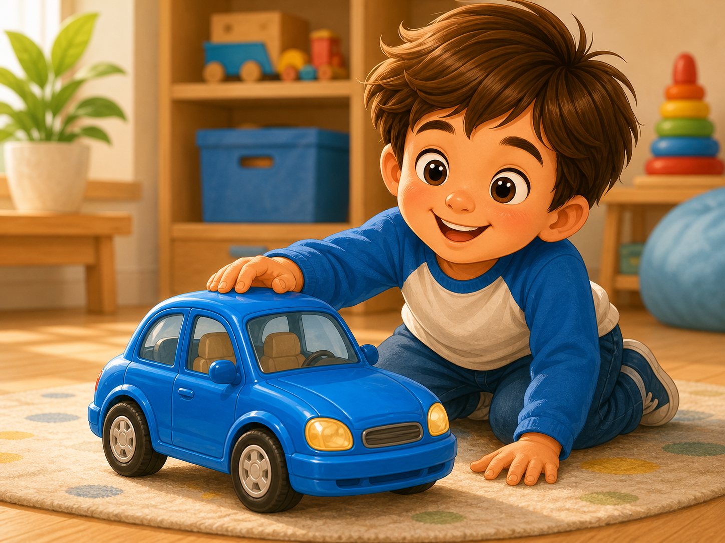 A blue toy car