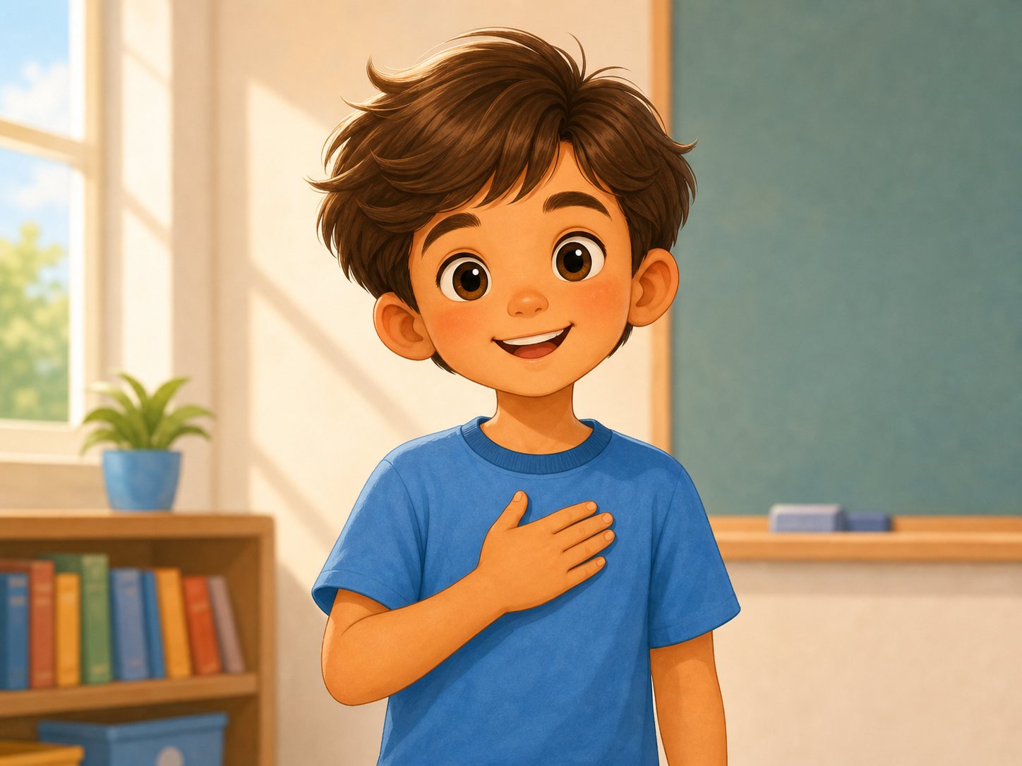 A boy introducing himself