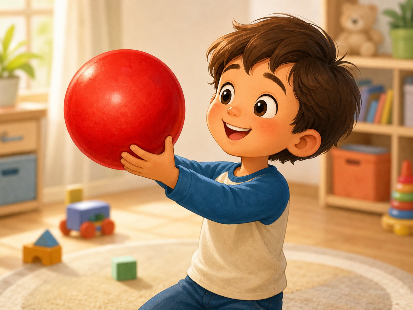 A child holding a red ball