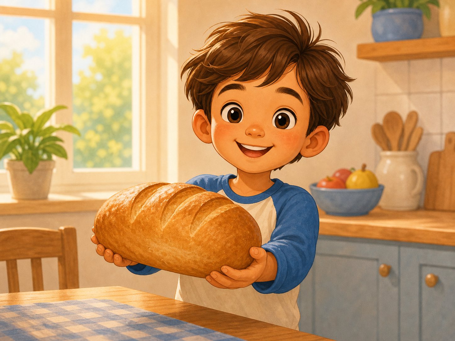 A child holding bread