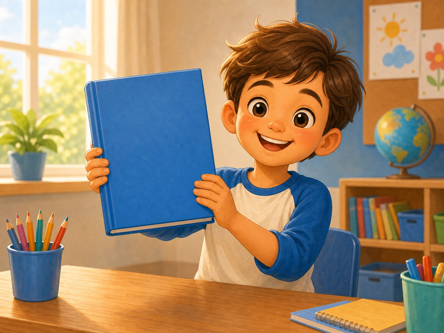 A child showing a book
