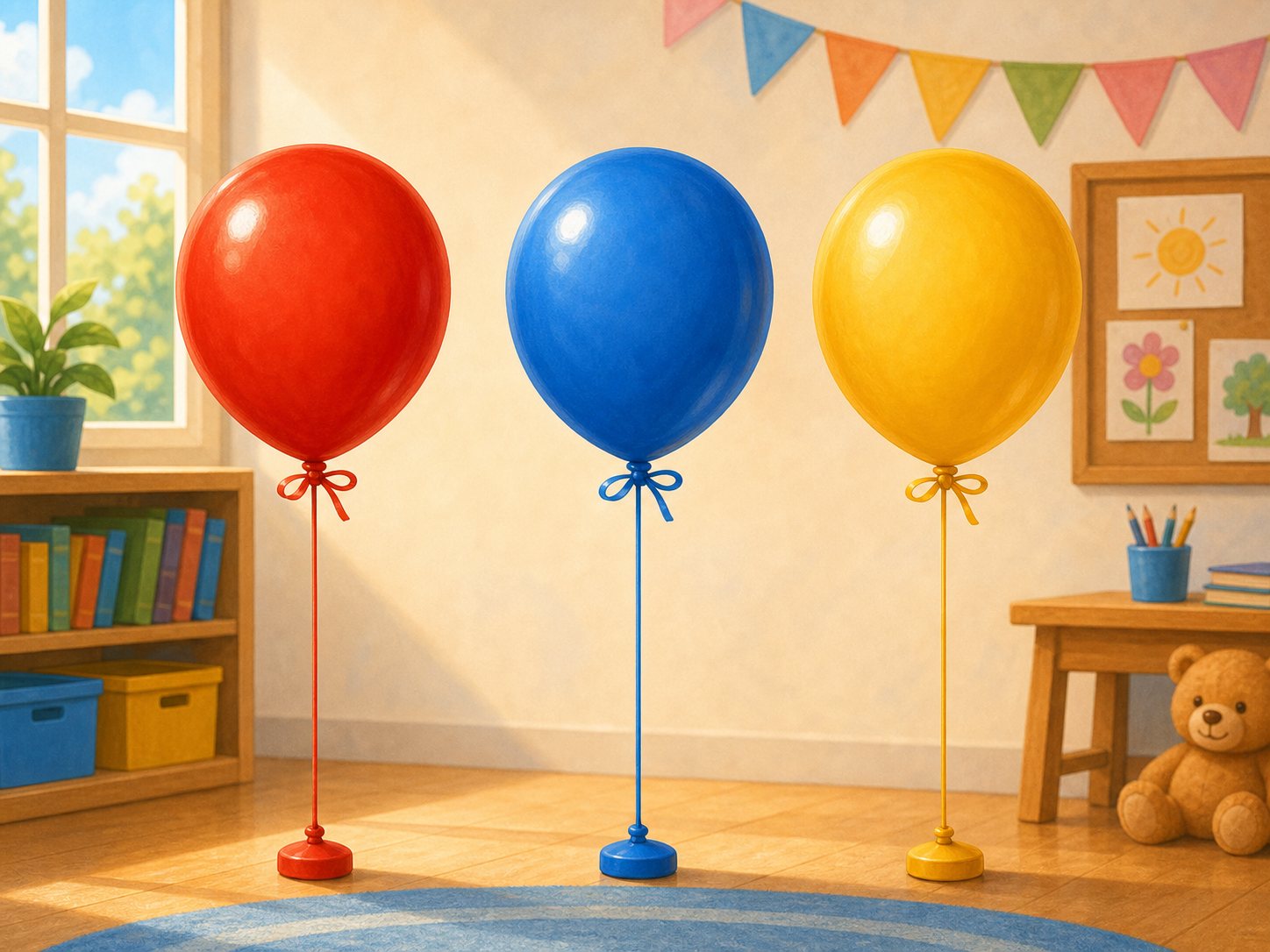 Tres globos de colores