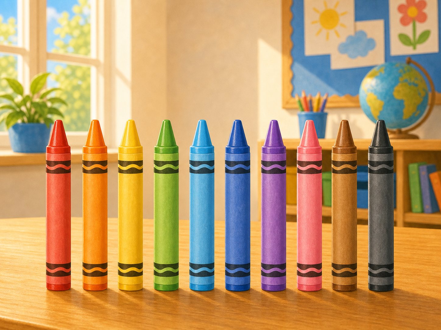 Diez ceras de colores