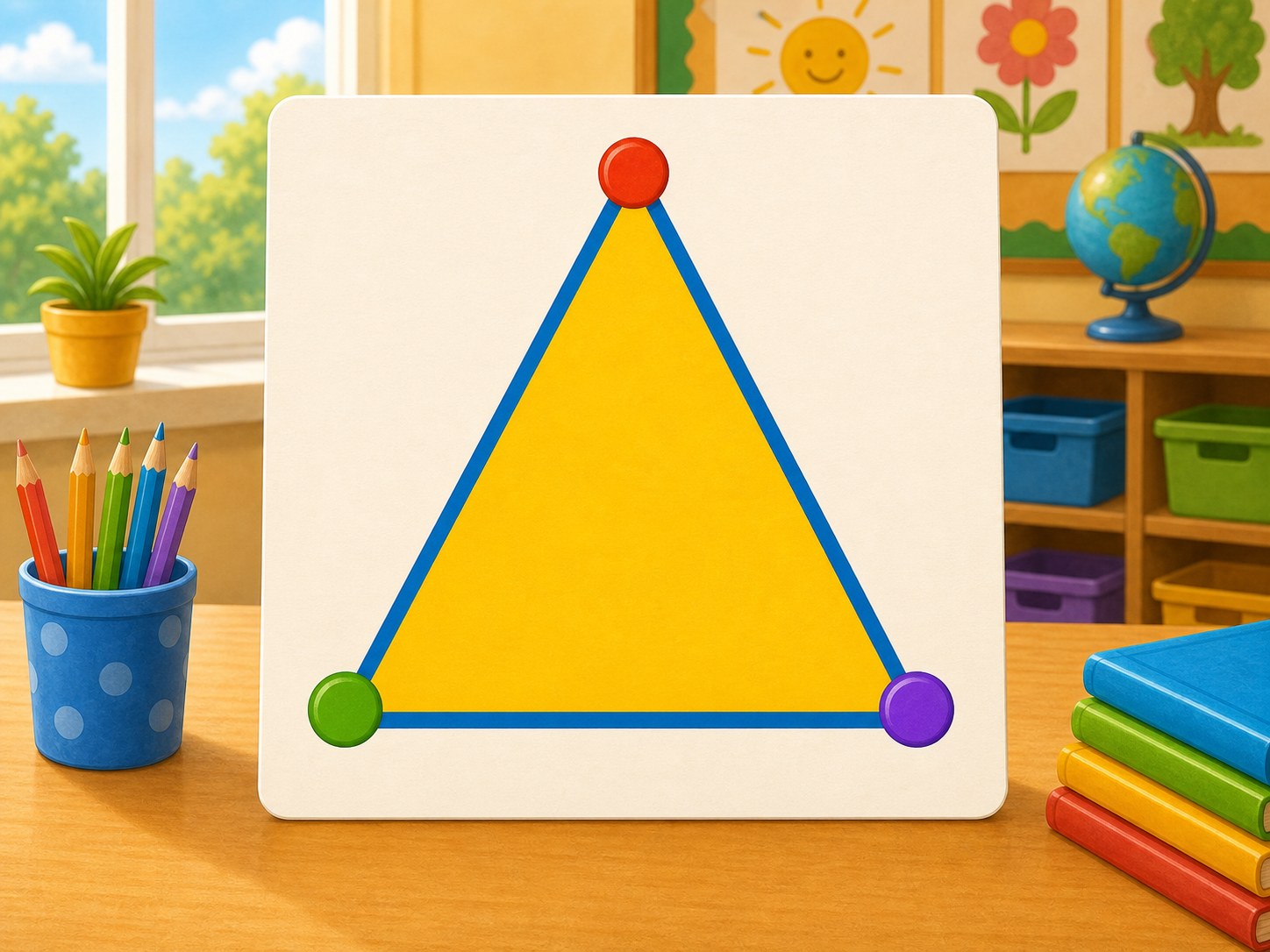 Tarjeta con un triangulo grande de lados rectos