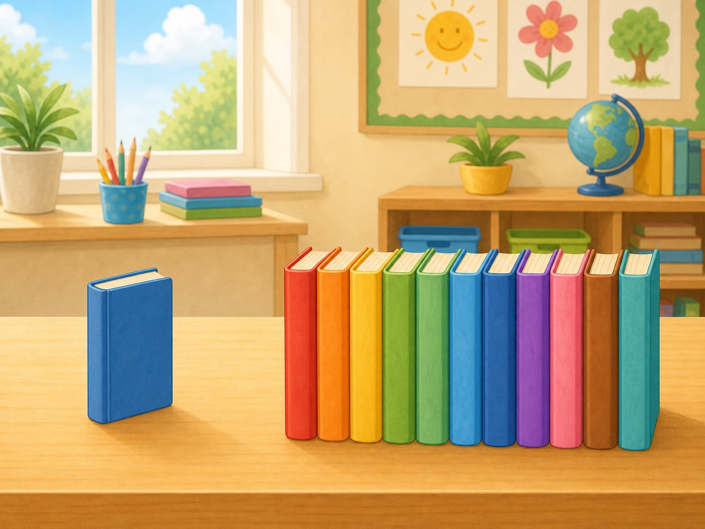 Un libro en un grupo y diez libros en otro grupo