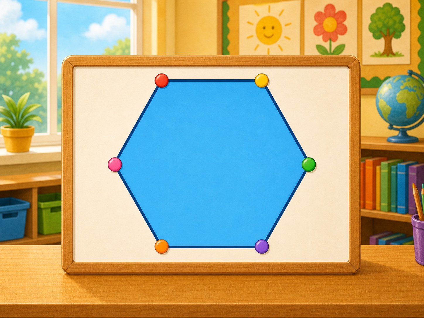 Hexagono grande con seis vertices marcados