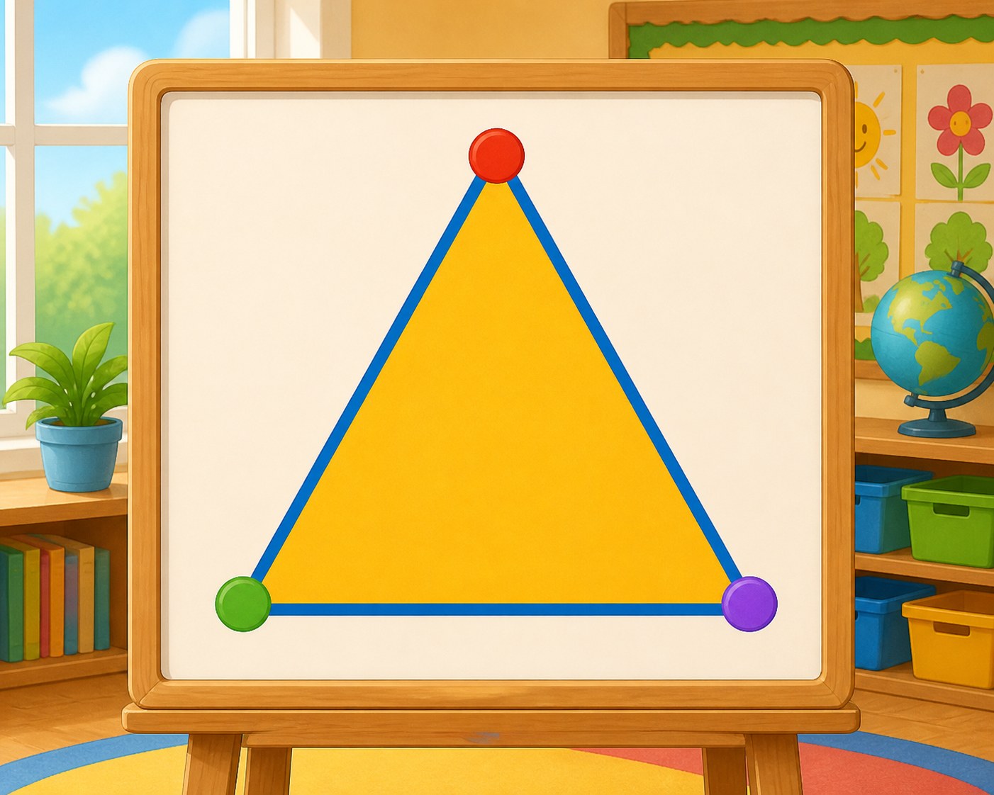 Triangulo grande con tres vertices marcados