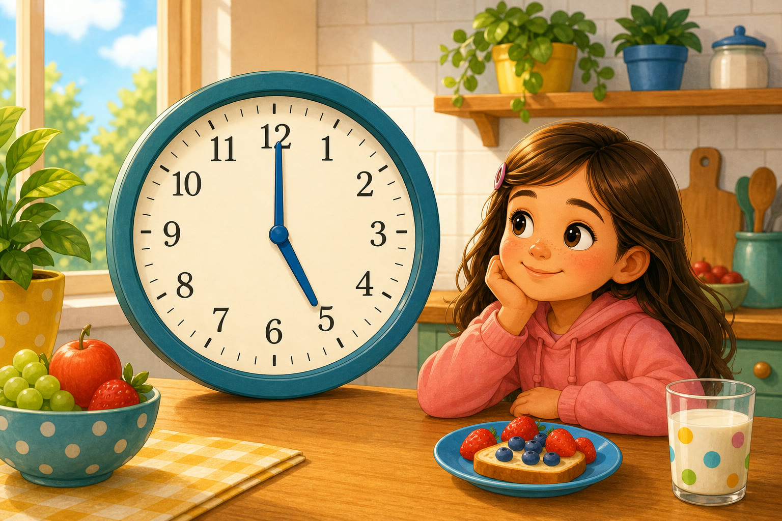 Reloj grande marcando las 5 en punto