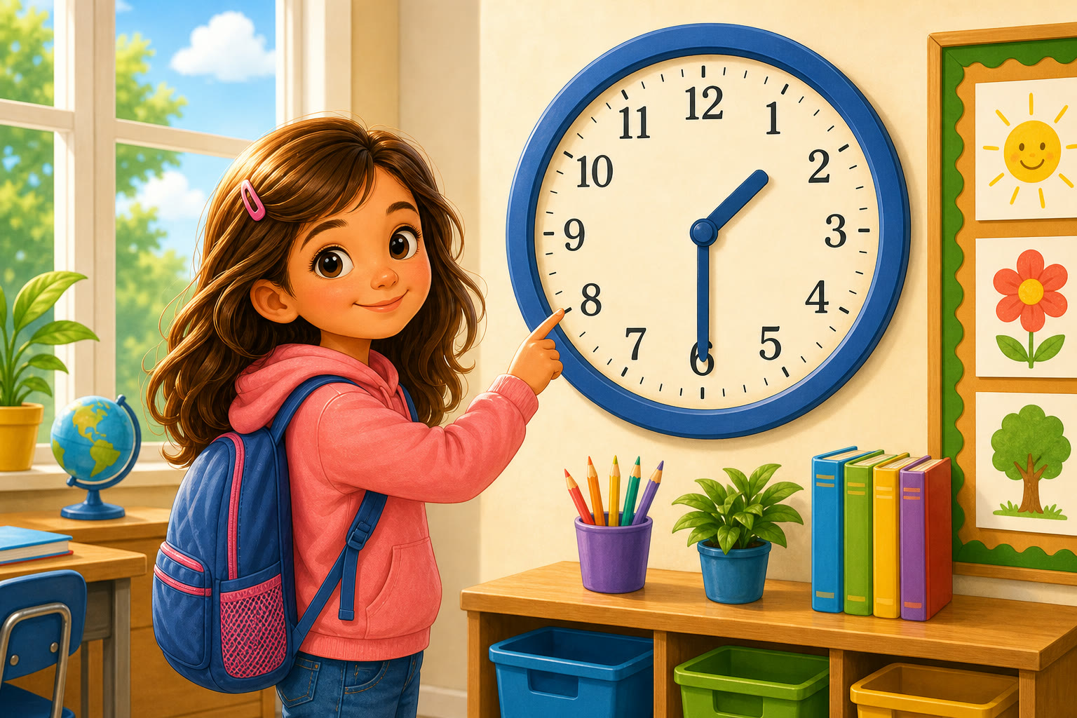 Reloj grande marcando la 1 y media