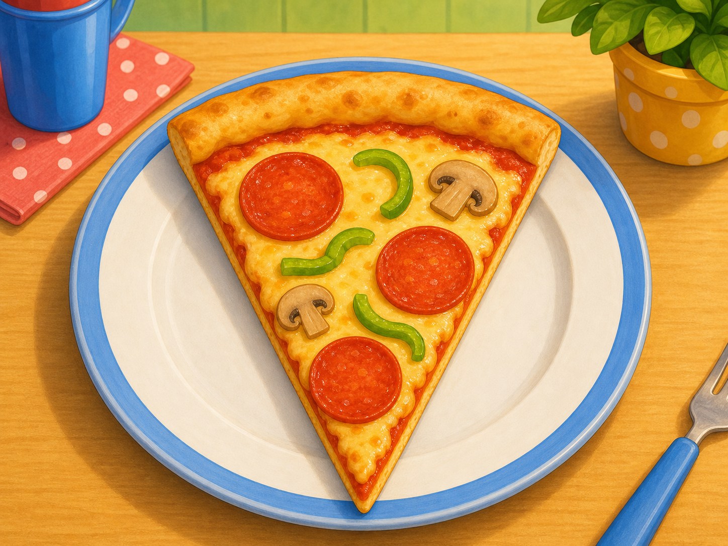 Porcion de pizza con forma triangular muy visible